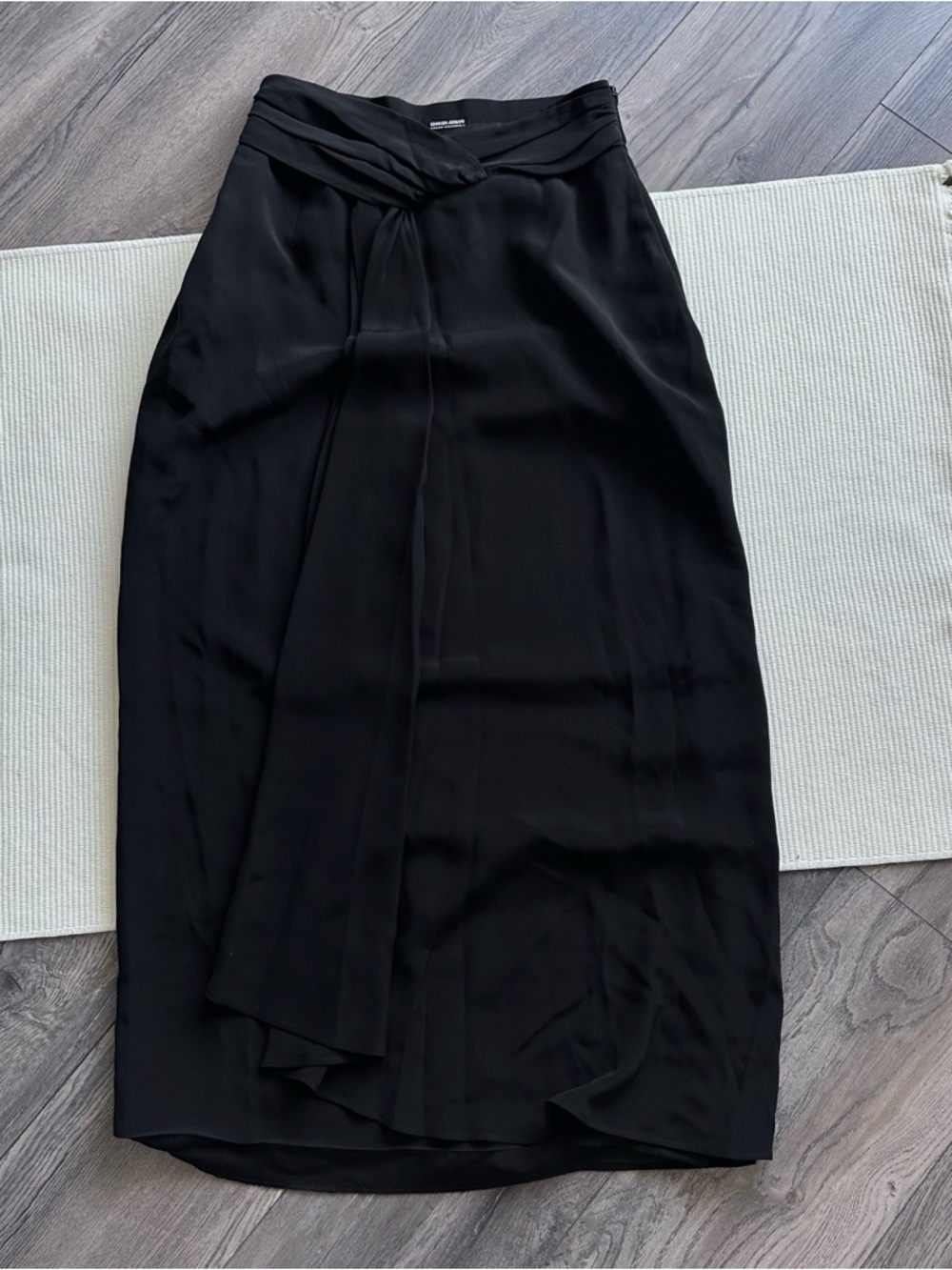 Vintage Giorgio Armani Black Label Silk Blend Maxi Skirt Black IT 44 Vestimenta